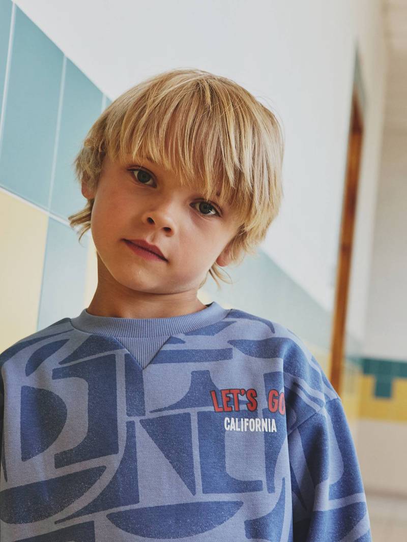 Jungen Sweatshirt HAPPY LA mit Recycling-Polyester von Vertbaudet