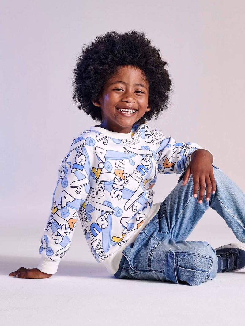 Jungen Sweatshirt mit Skater-Print und Recycling-Polyester von Vertbaudet