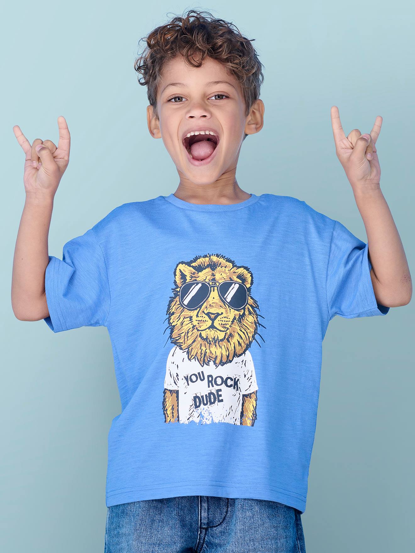 Jungen T-Shirt mit Recycling-Baumwolle azur von Vertbaudet