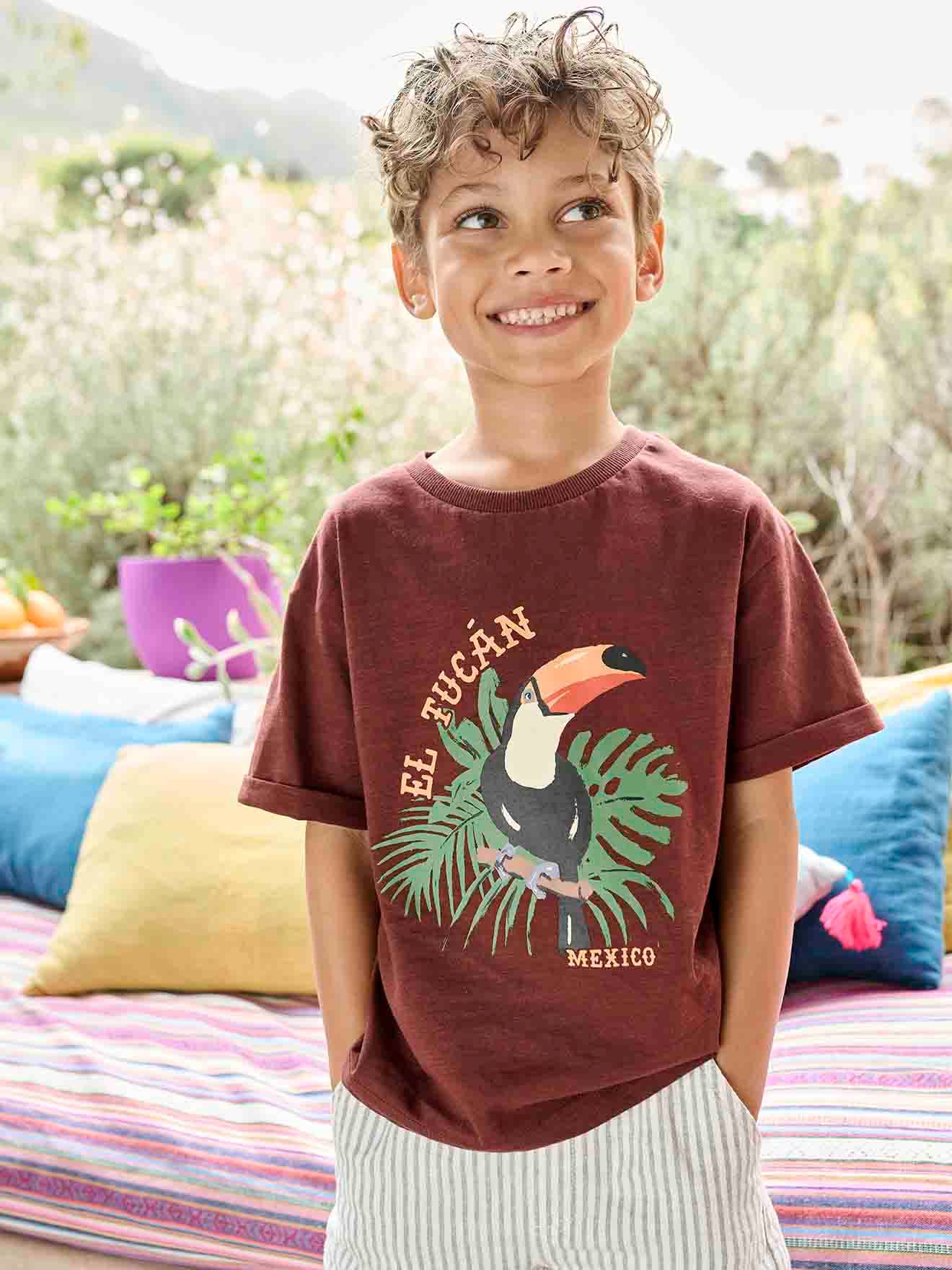 Jungen T-Shirt mit Tukan-Print Oeko-Tex von Vertbaudet