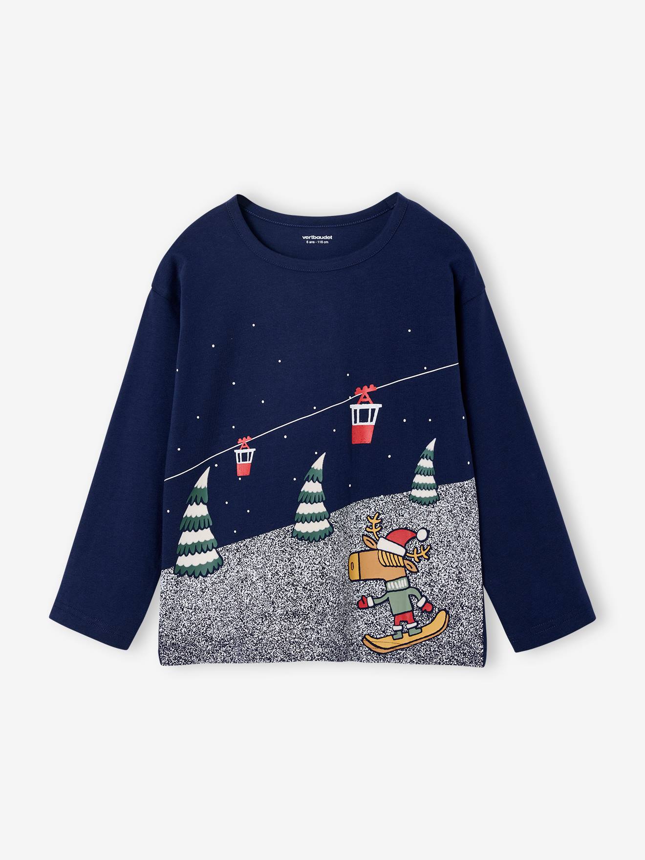 Jungen Weihnachts-Shirt mit Flockprint von Vertbaudet