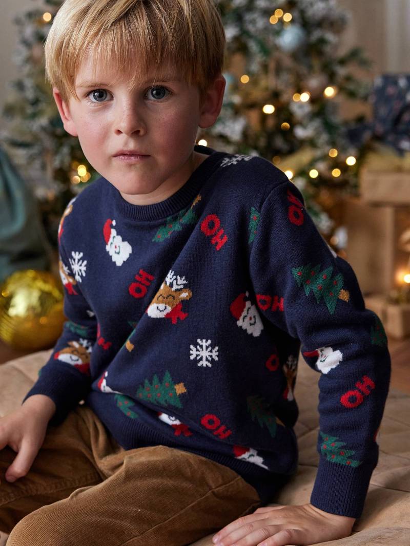 Jungen Weihnachtspullover mit lustigem Jacquardmuster von Vertbaudet