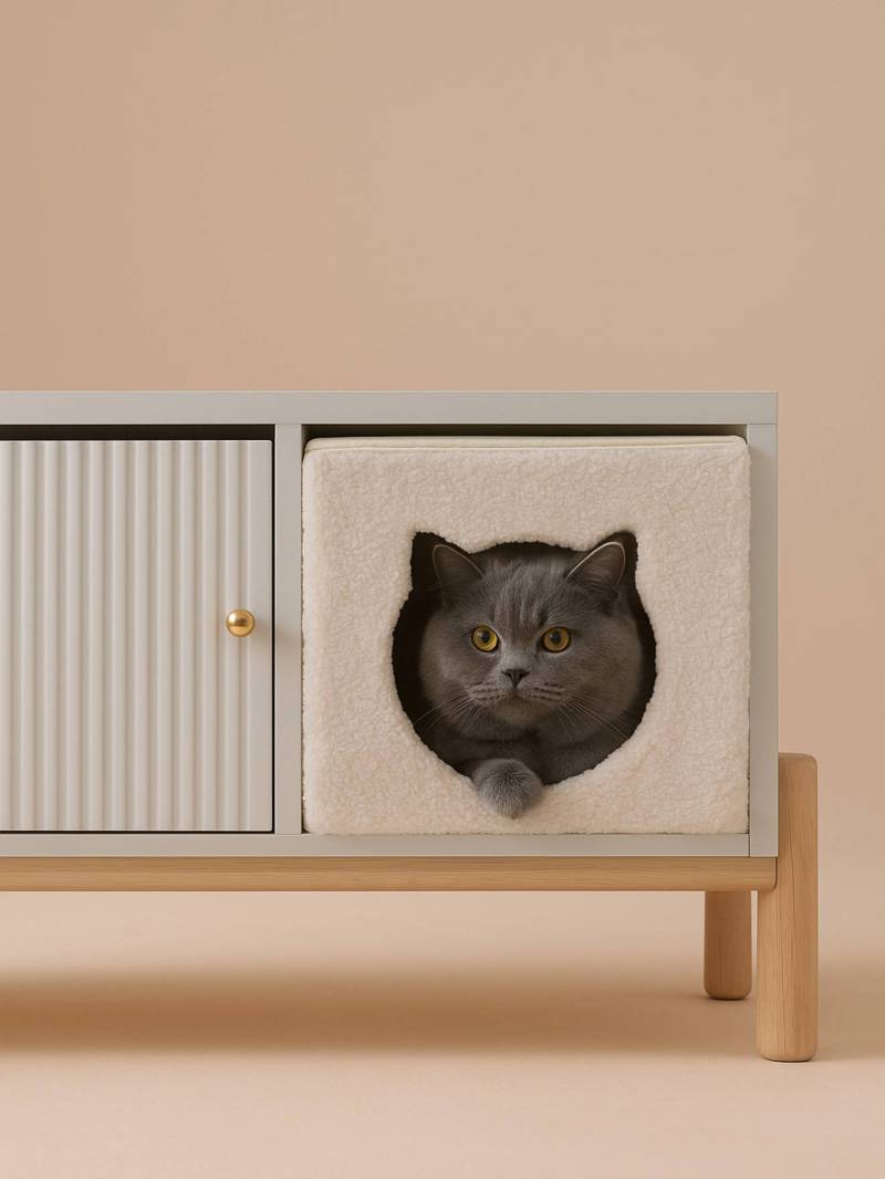 Katzenhöhle aus Teddyfleece von Vertbaudet