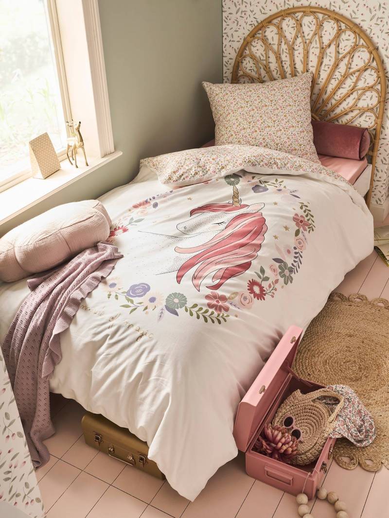 Kinder Bettwäsche-Set KLEINES EINHORN mit Recycling-Baumwolle von Vertbaudet