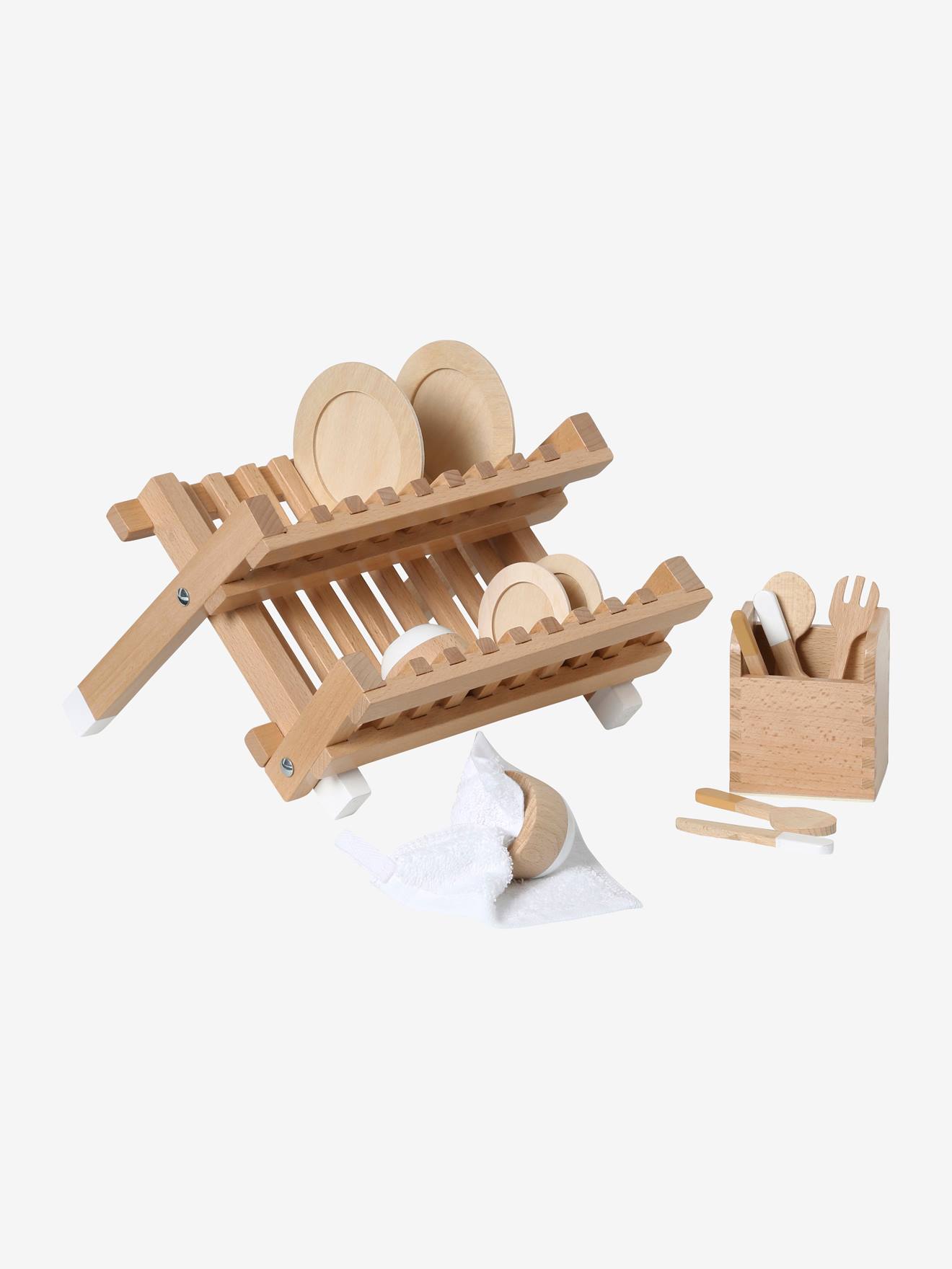 Kinder Küchen-Spielset mit Abtropfgestell Holz FSC® von Vertbaudet