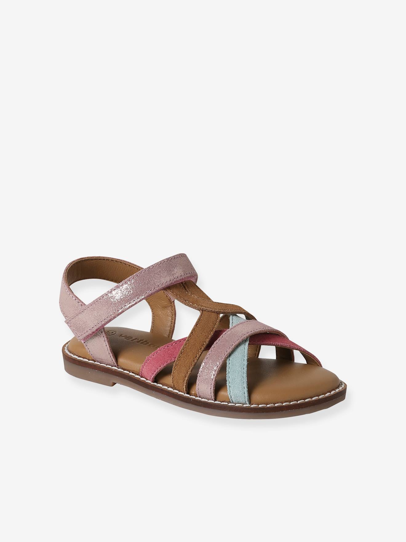 Kinder Ledersandalen mit Klett und bunten Riemchen Kinder Ledersandalen mit Klett und bunten Riemchen von Vertbaudet