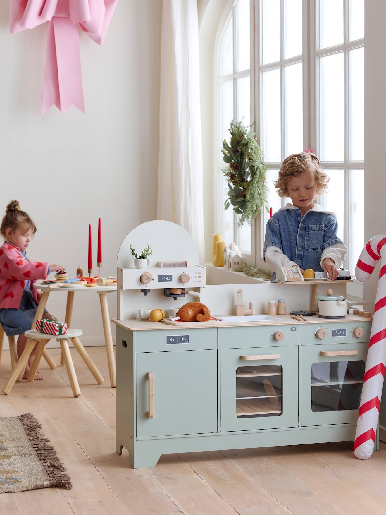 Kinder Spiel-Restaurant aus Holz FSC® salbei von Vertbaudet