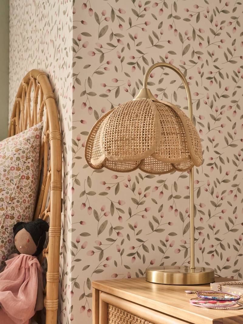 Nachttischlampe aus Rattan mit Messingfuß von Vertbaudet