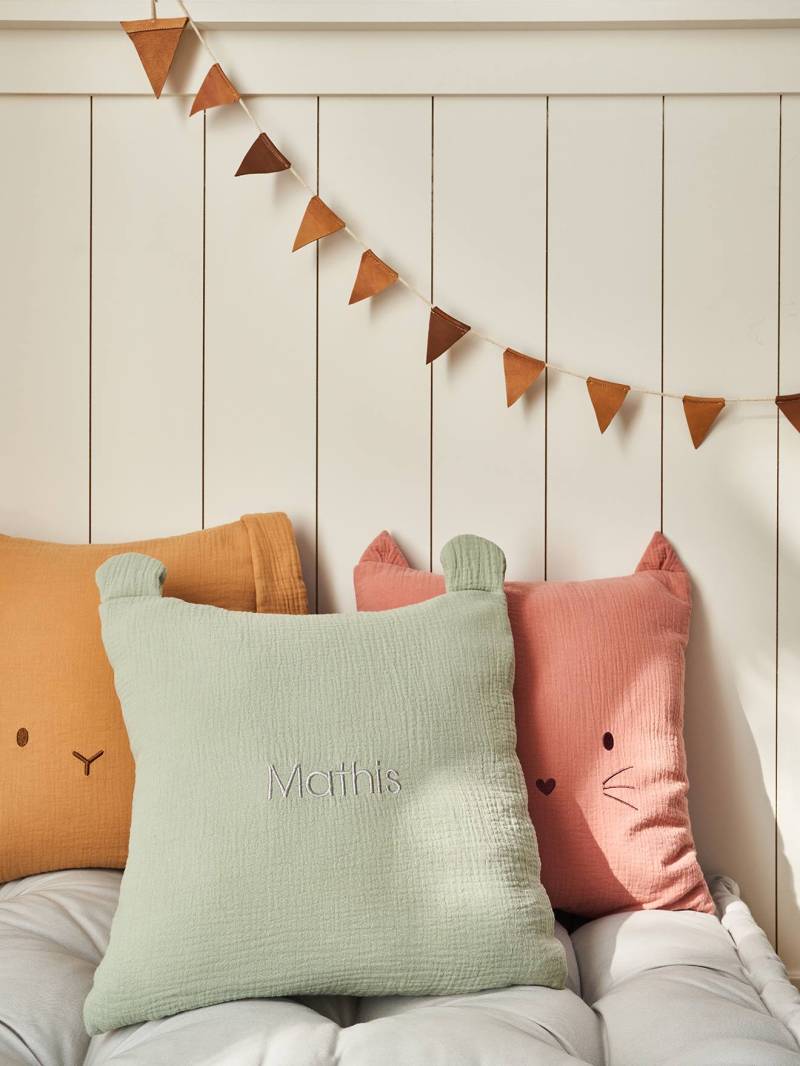 Kinderzimmer Tier-Kissen aus Musselin von Vertbaudet