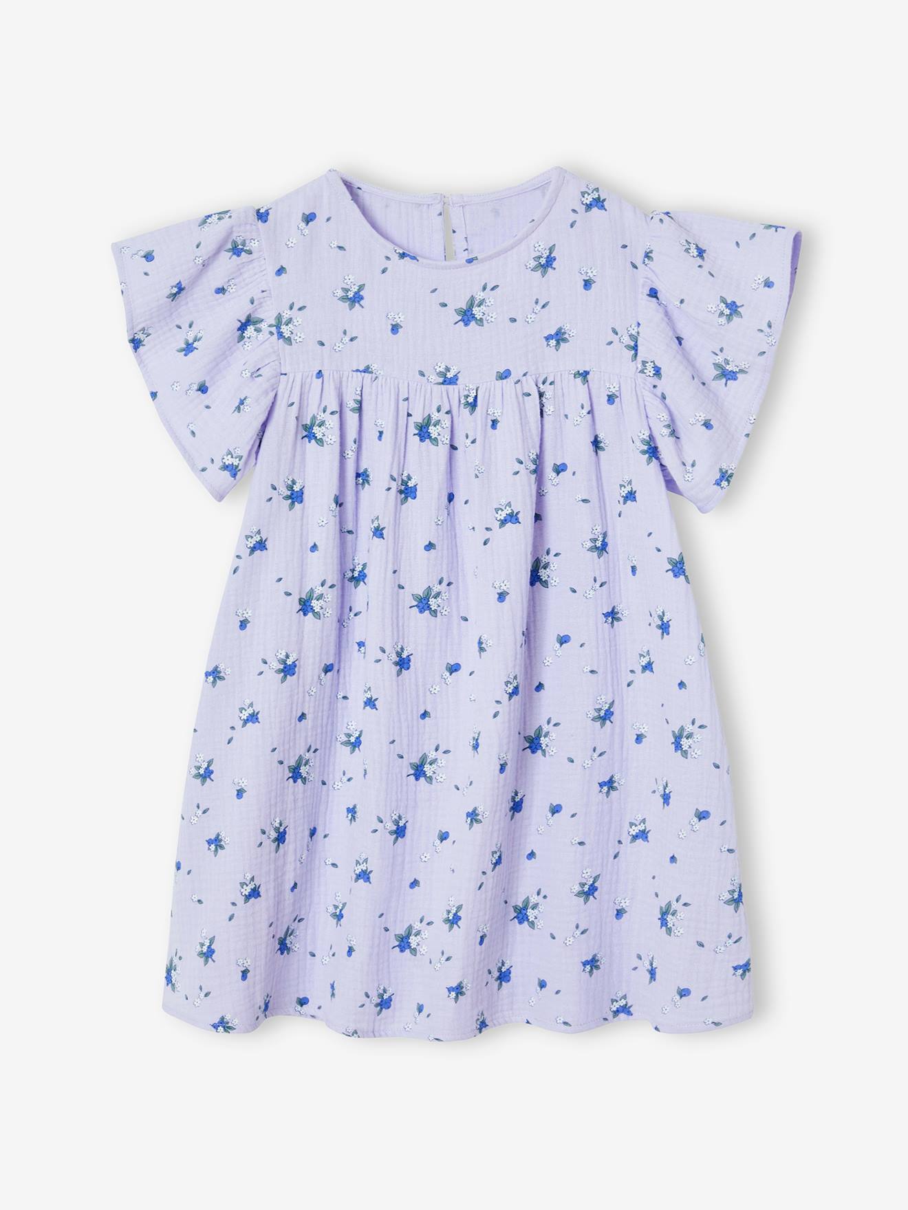 Kurzärmeliges Mädchen Kleid lavandel von Vertbaudet