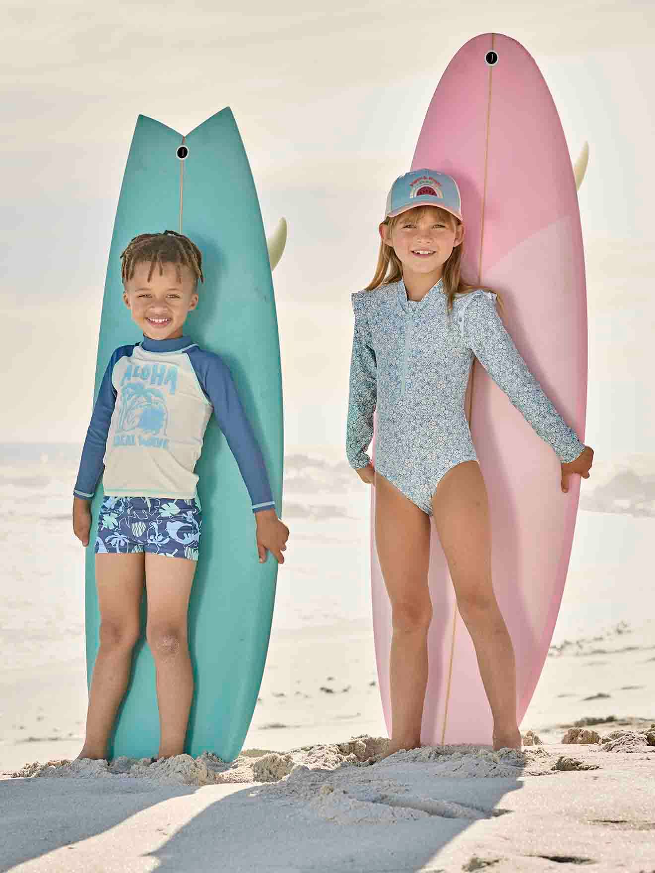 Langärmeliger Mädchen Badeanzug mit UV-Schutz Oeko-Tex von Vertbaudet