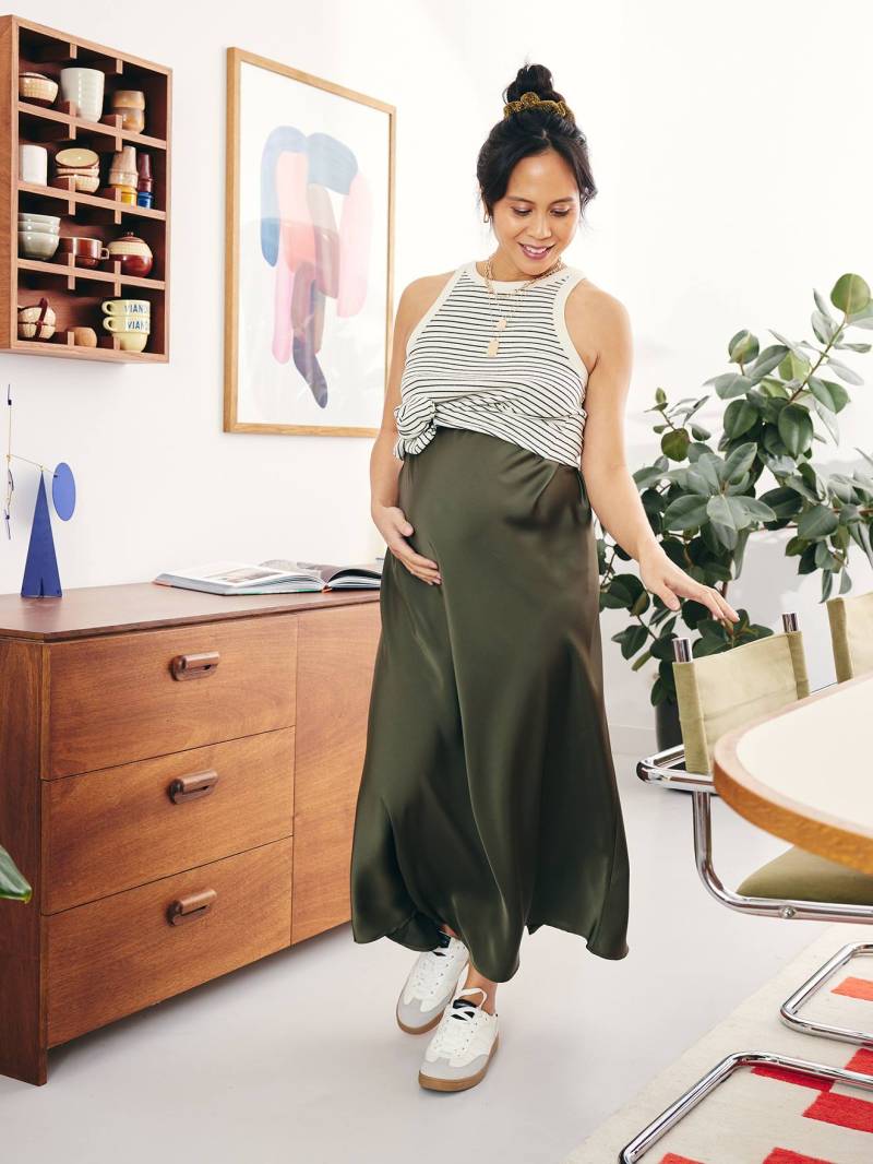 Langer Umstandsrock in Satin-Optik von Vertbaudet