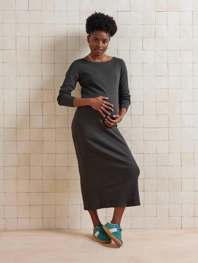 Langes Umstandskleid aus Rippjersey von Vertbaudet