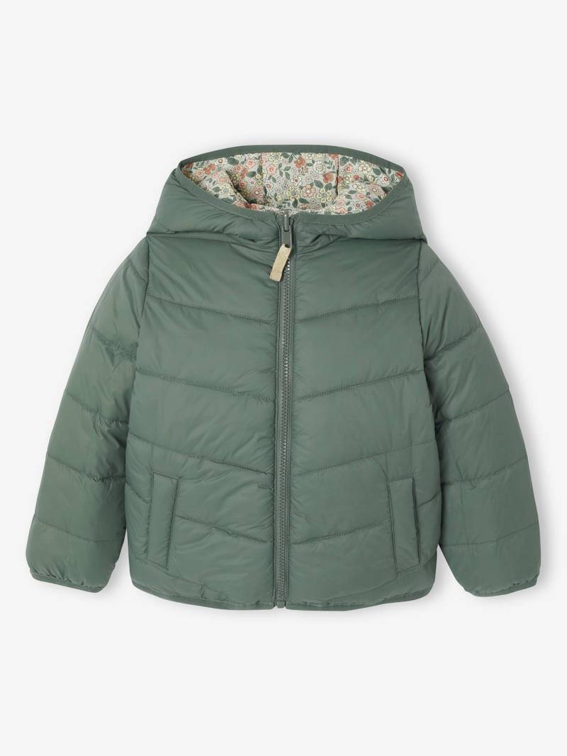 Leichte Mädchen Wende-Steppjacke mit Recycling-Polyester salbei von Vertbaudet