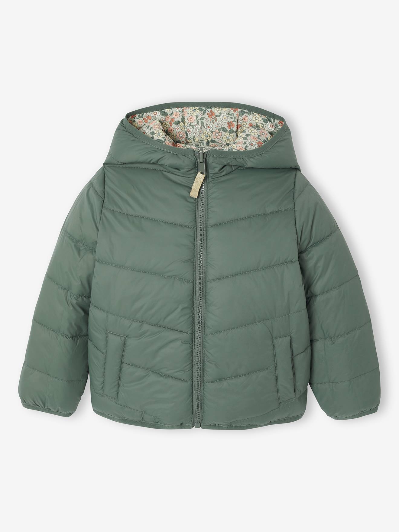 Leichte Mädchen Wende-Steppjacke mit Recycling-Polyester salbei Leichte Mädchen Wende-Steppjacke mit Recycling-Polyester salbei von Vertbaudet