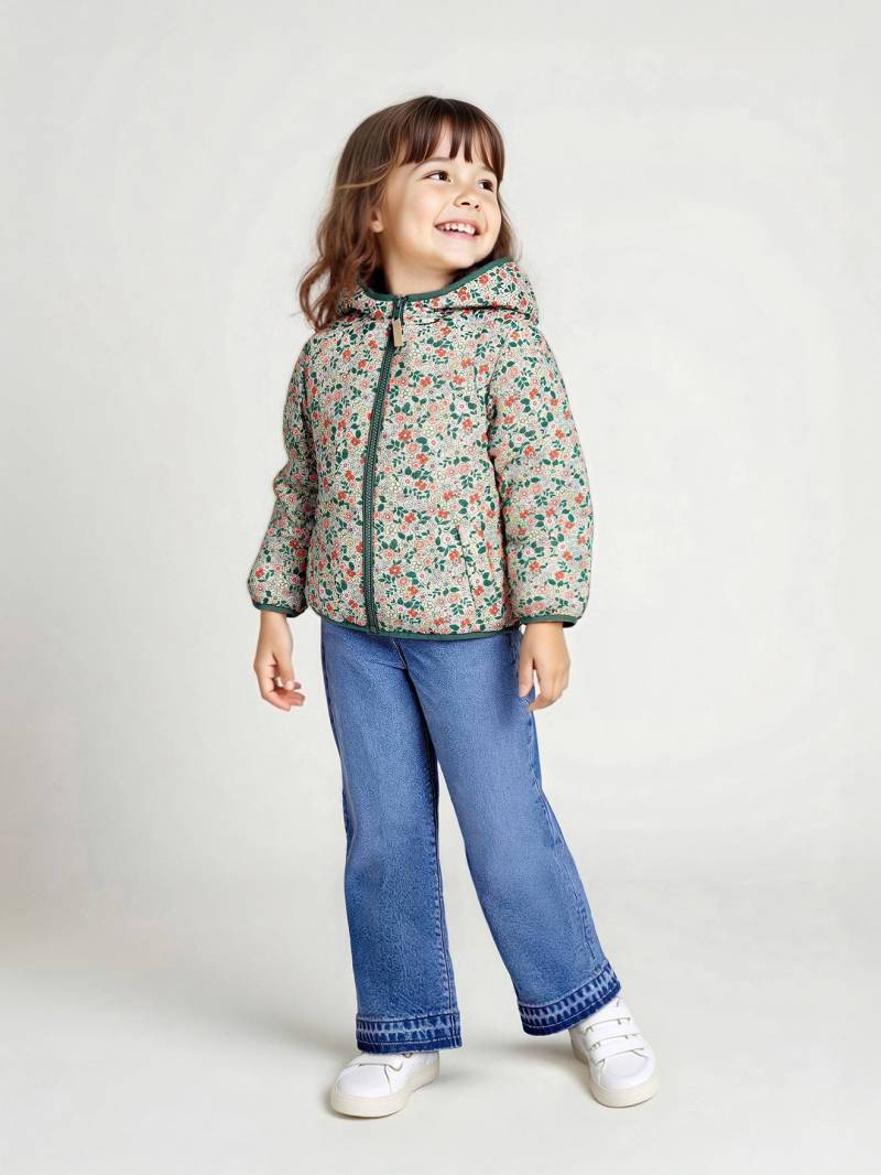Leichte Mädchen Wende-Steppjacke mit Recycling-Polyester salbei von Vertbaudet