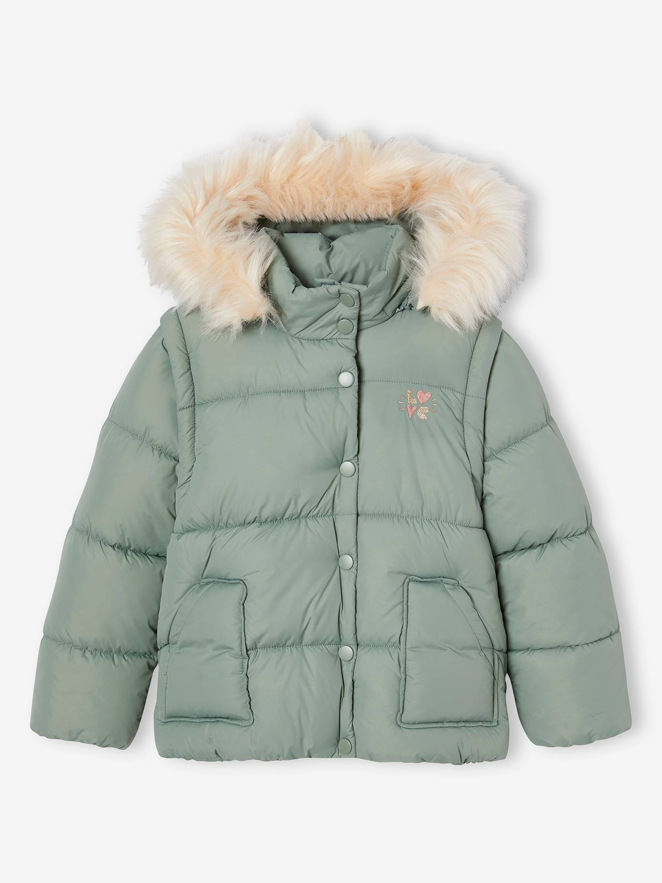 Mädchen 2-in-1-Steppjacke mit Recycling-Polyester von Vertbaudet