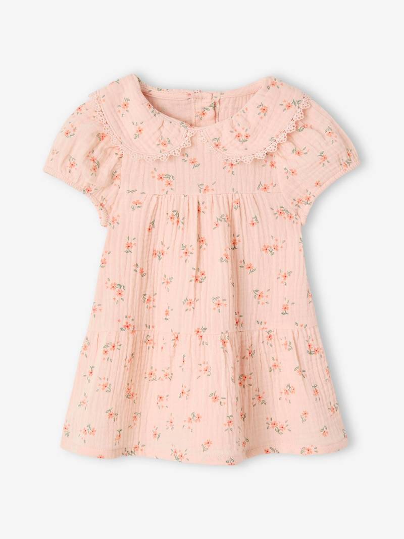 Mädchen Baby Kleid mit Bubikragen hell von Vertbaudet