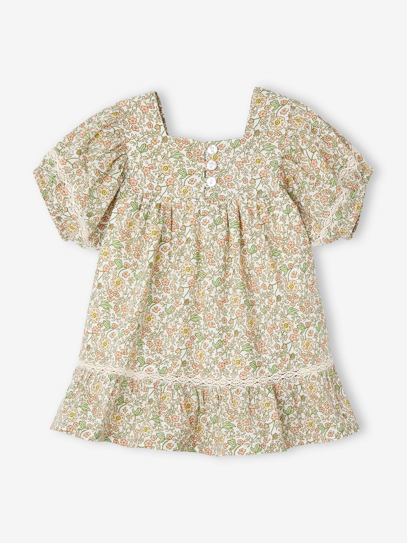 Mädchen Baby Kleid mit Spitze vanille von Vertbaudet