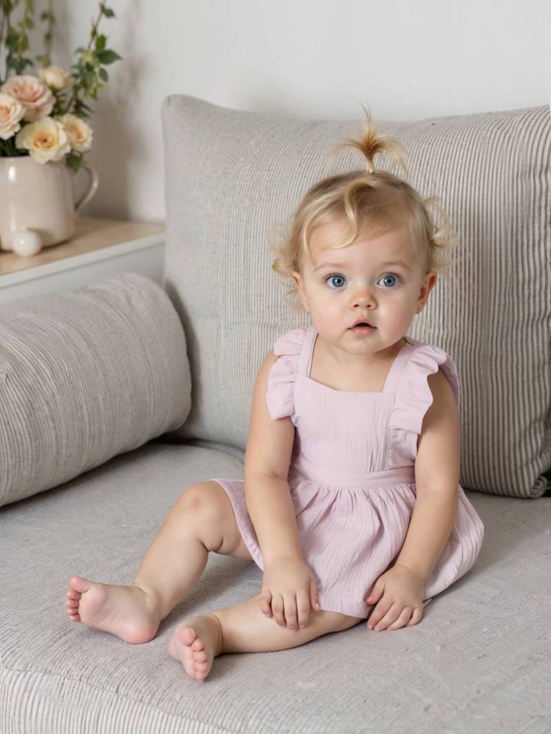 Mädchen Baby Kleid mit integriertem Slip von Vertbaudet