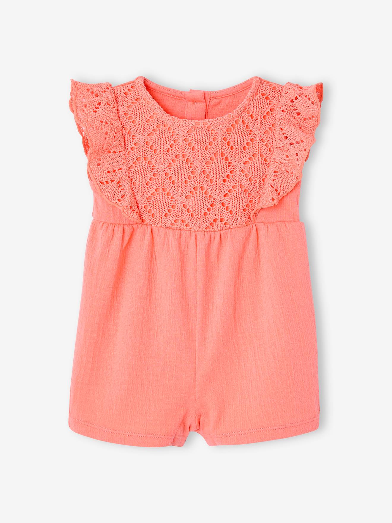 Mädchen Baby Overall mit gehäkeltem Oberteil von Vertbaudet