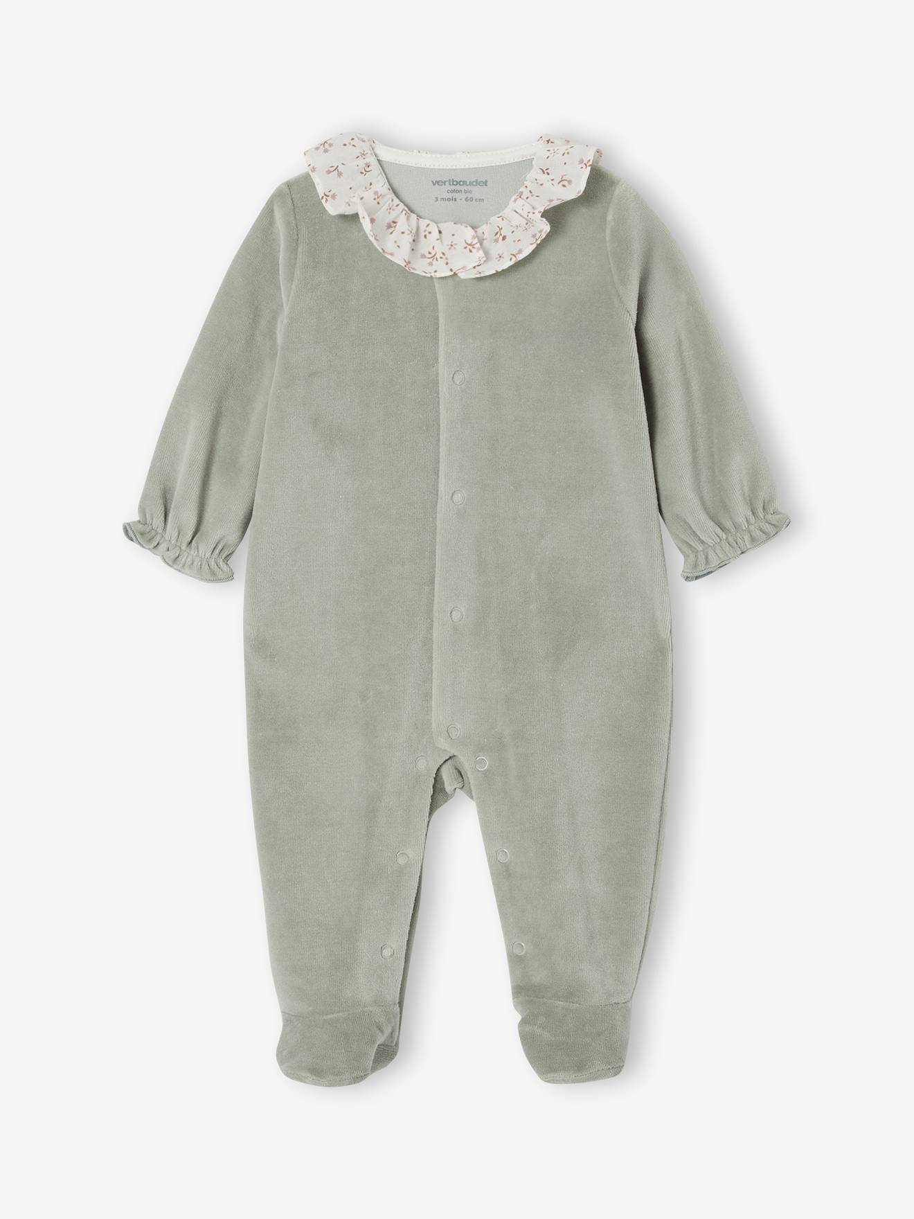 Mädchen Baby Samtstrampler mit breitem Kragen von Vertbaudet