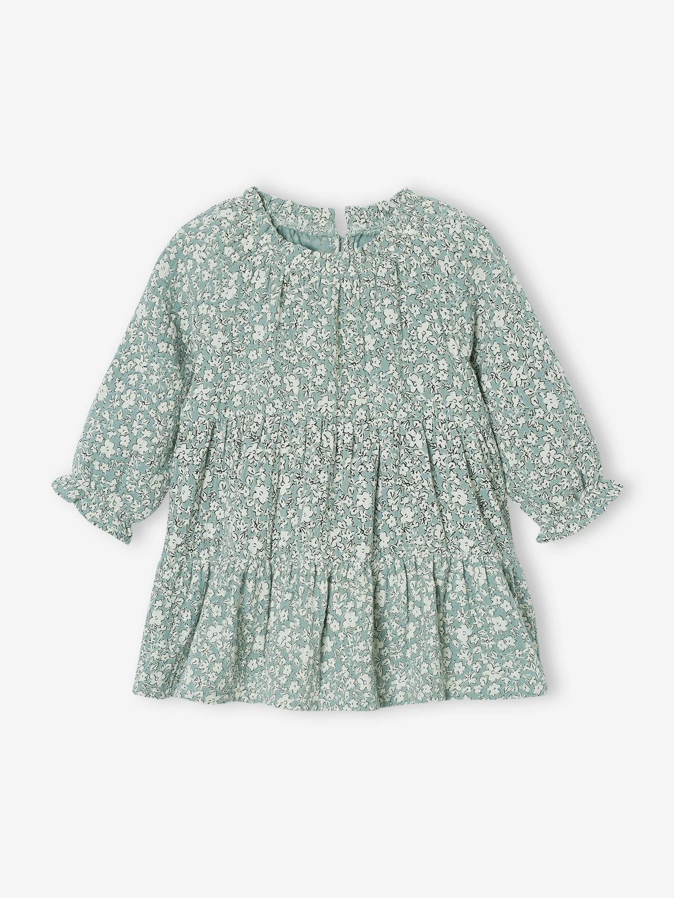 Mädchen Baby Volantkleid aus Baumwollmusselin salbei Mädchen Baby Volantkleid aus Baumwollmusselin salbei von Vertbaudet