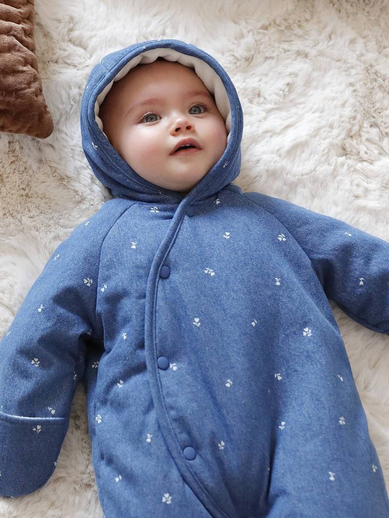 Mädchen Baby Winter-Overall aus Denim mit Fuß und Recycling-Wattierung von Vertbaudet