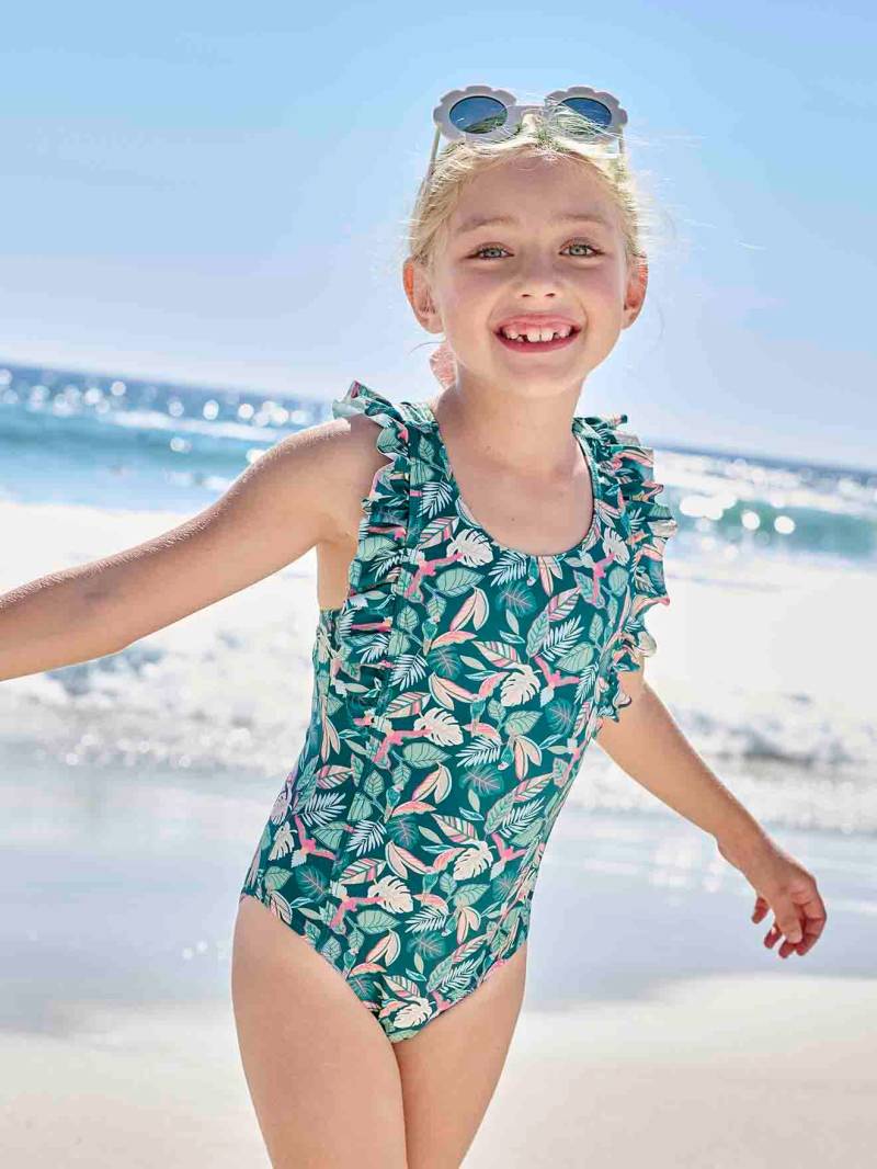 Mädchen Badeanzug mit Tropenprint n von Vertbaudet