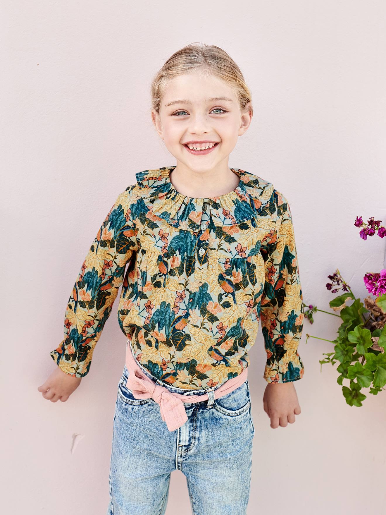 Mädchen Bluse mit Blumen von Vertbaudet