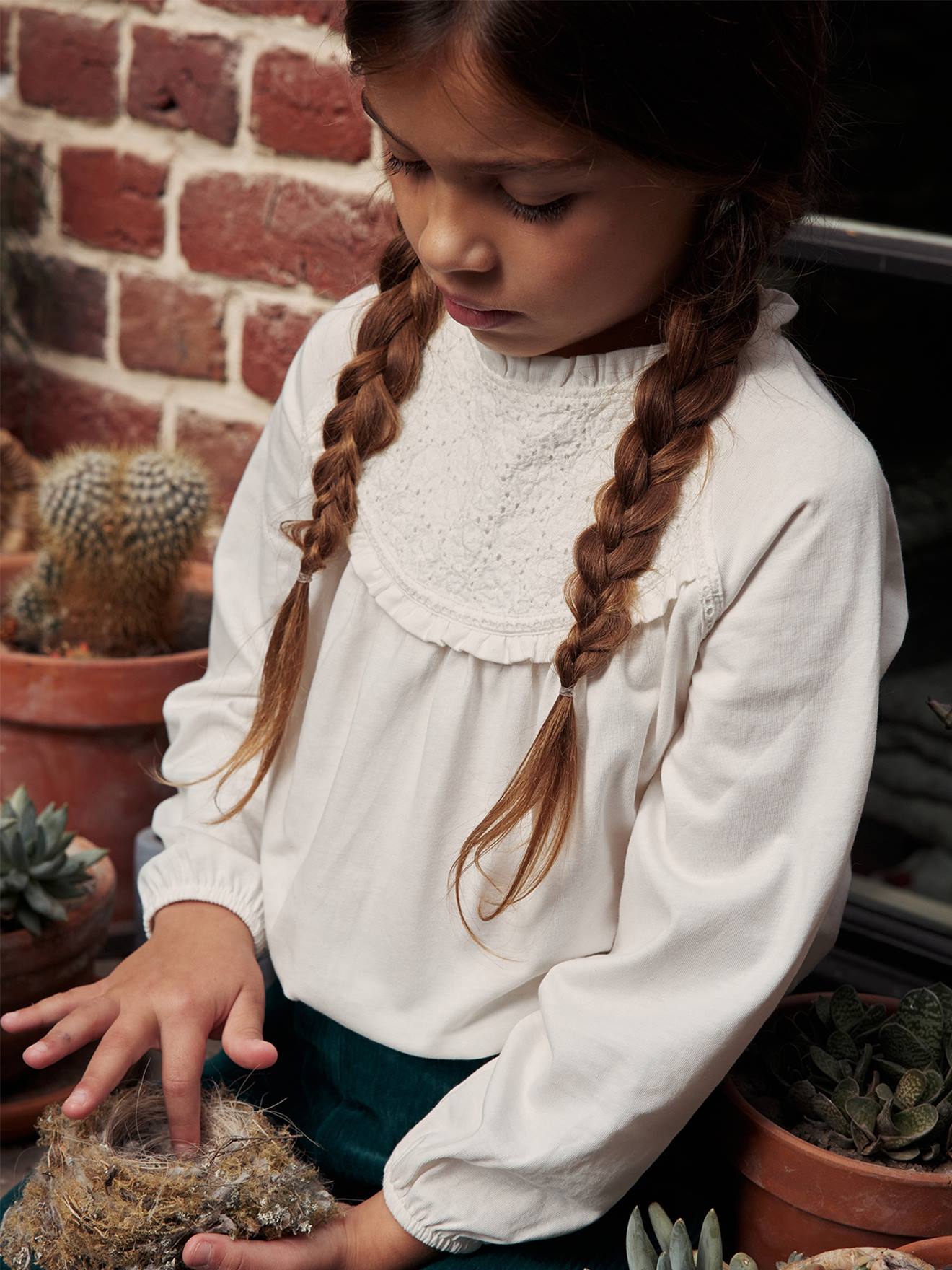 Mädchen Blusenshirt mit Lochstickerei Oeko-Tex von Vertbaudet