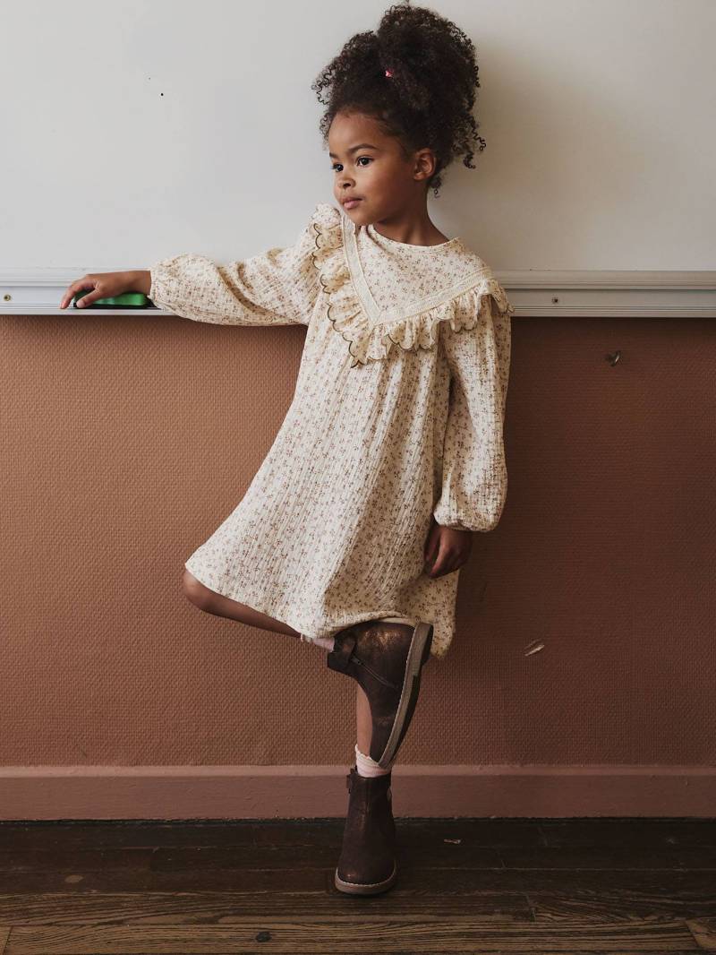 Mädchen Boho-Kleid mit Volants und Spitze von Vertbaudet