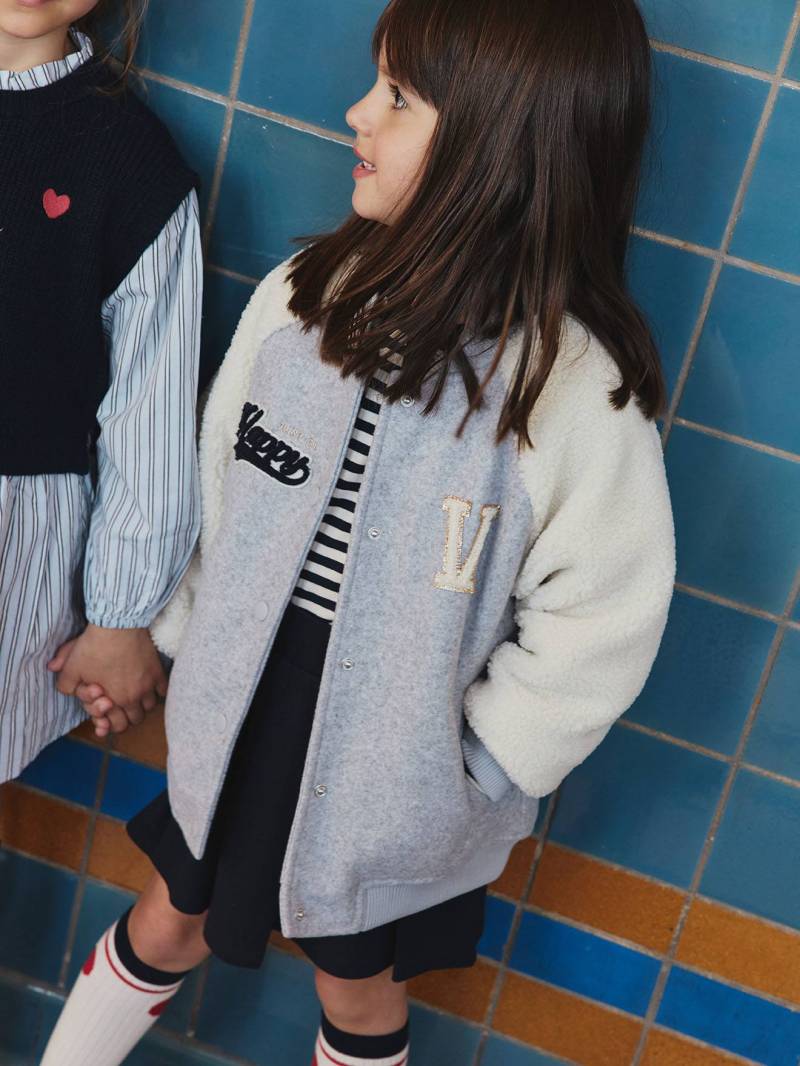 Mädchen Bomberjacke mit Ärmeln aus Teddyfleece und Recycling-Wattierung von Vertbaudet