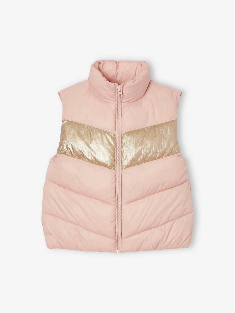 Mädchen Colorblock-Steppweste mit Recycling-Polyester pudrig von Vertbaudet