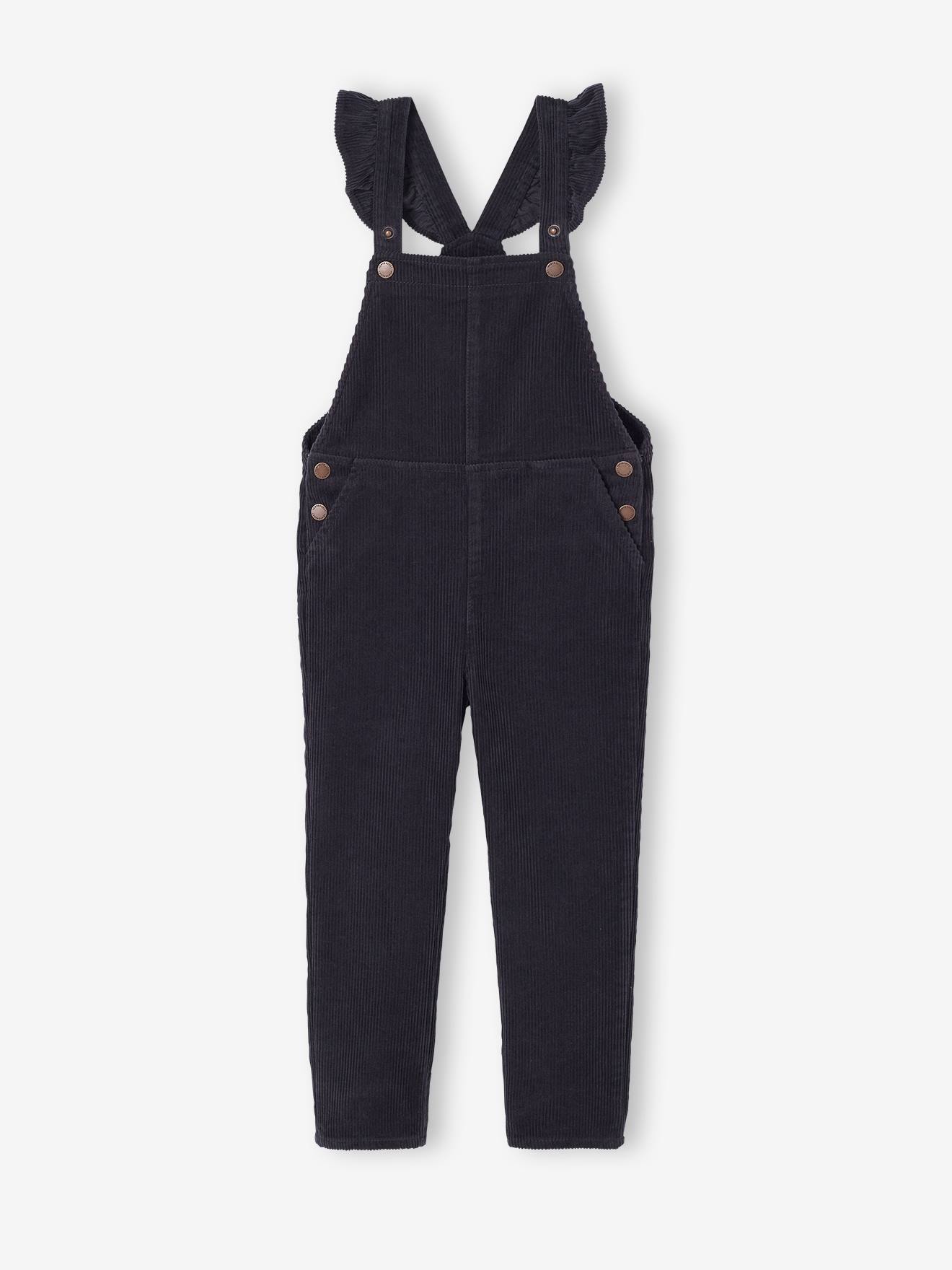 Mädchen Cord-Latzhose mit Volantträgern von Vertbaudet