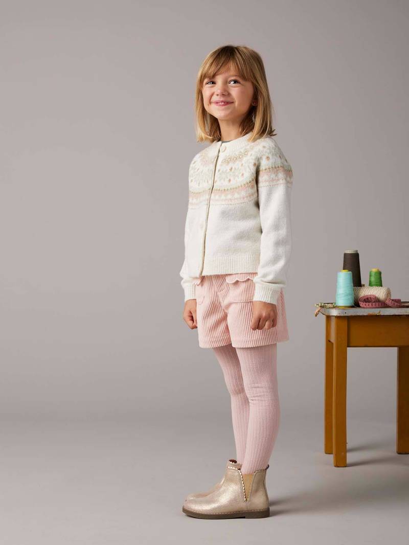 Mädchen Cord-Shorts mit verzierten Taschen pudrig von Vertbaudet