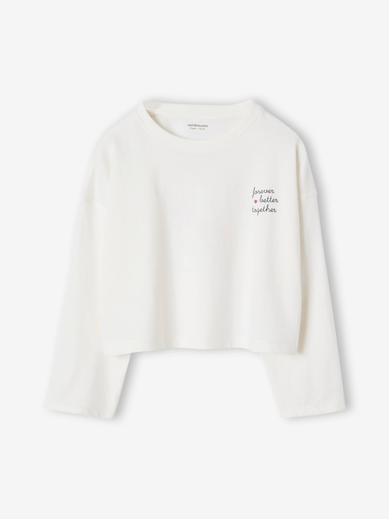 Mädchen Cropped-Shirt mit langen Ärmeln und Recycling-Baumwolle von Vertbaudet