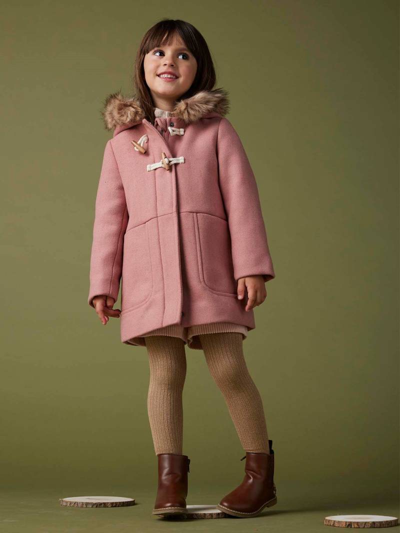 Mädchen Dufflecoat mit Kapuze & Knebelknöpfen blush von Vertbaudet