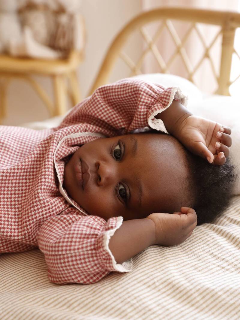 Mädchen Flanellbluse mit Vichykaro und Rüschenkragen von Vertbaudet