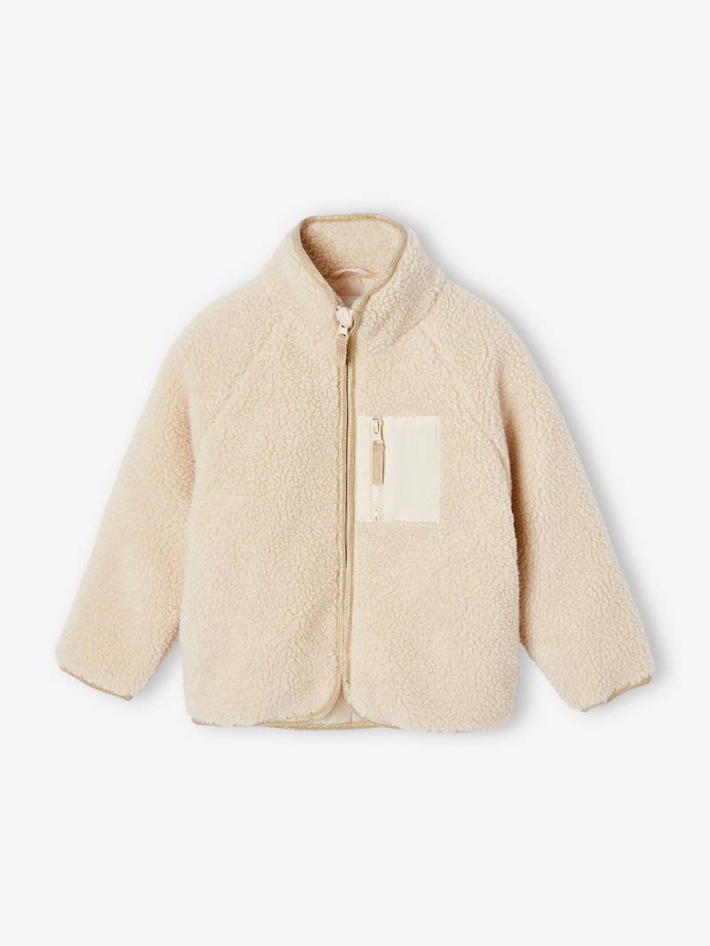 Mädchen Jacke aus Fell-Imitat mit Recycling-Polyester vanille von Vertbaudet