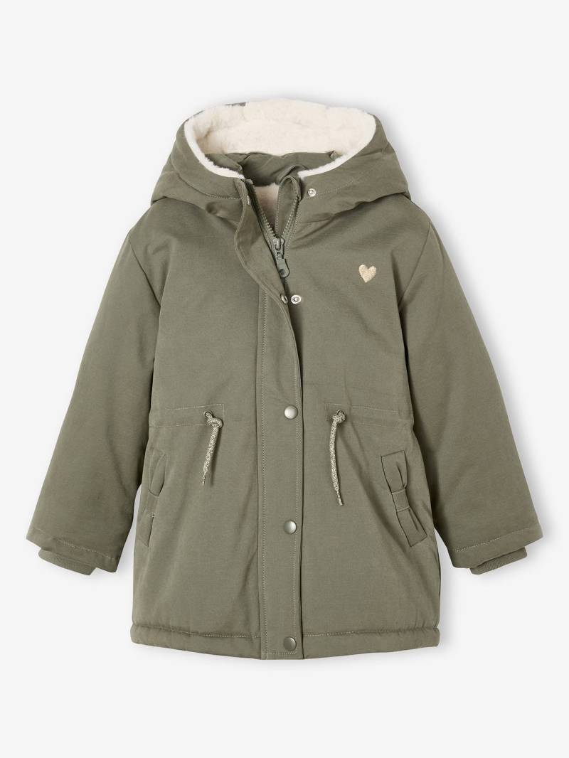 Mädchen Jacke mit Kapuze und Webpelz-Futter von Vertbaudet