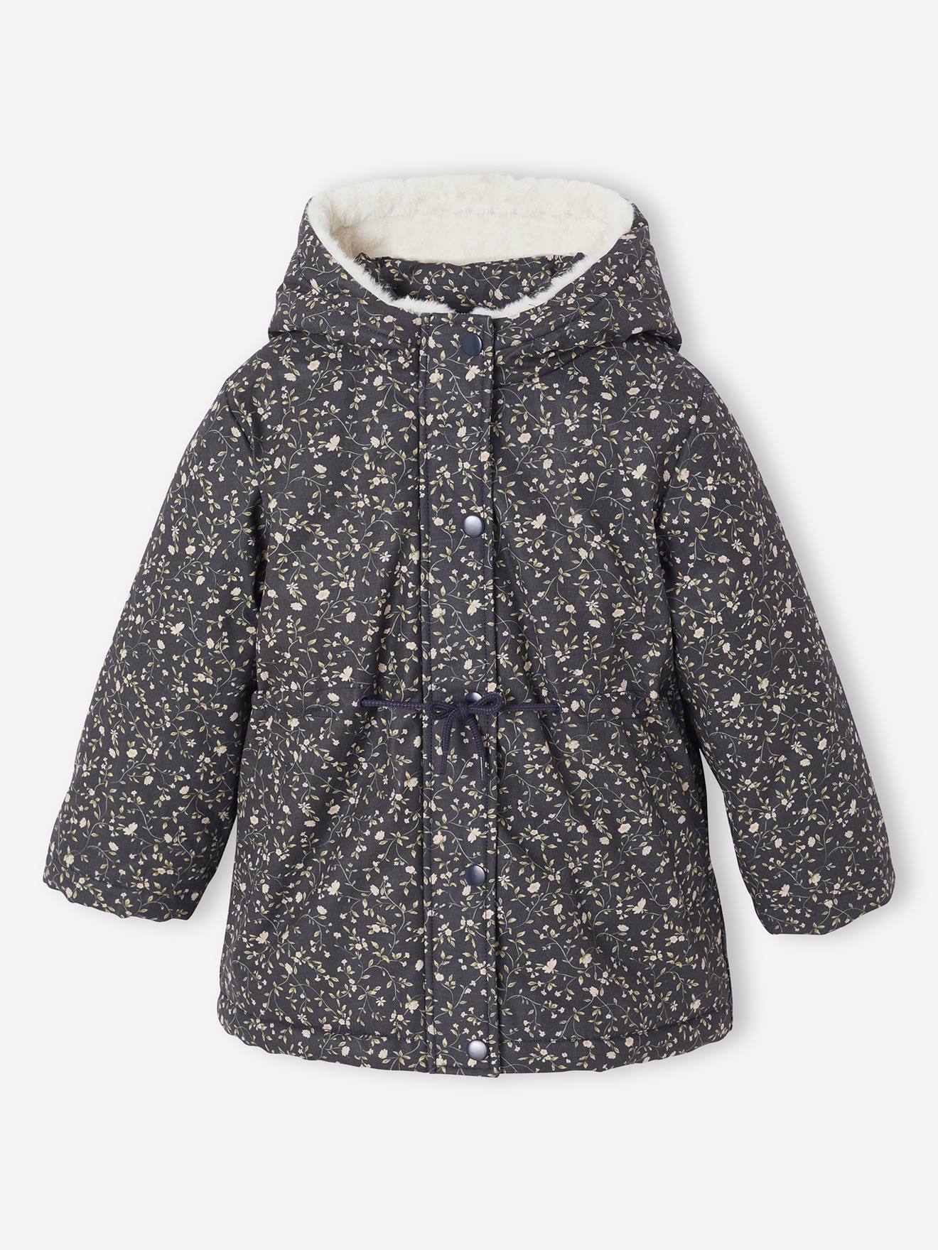 Mädchen Jacke mit Kapuze und Webpelz-Futter von Vertbaudet
