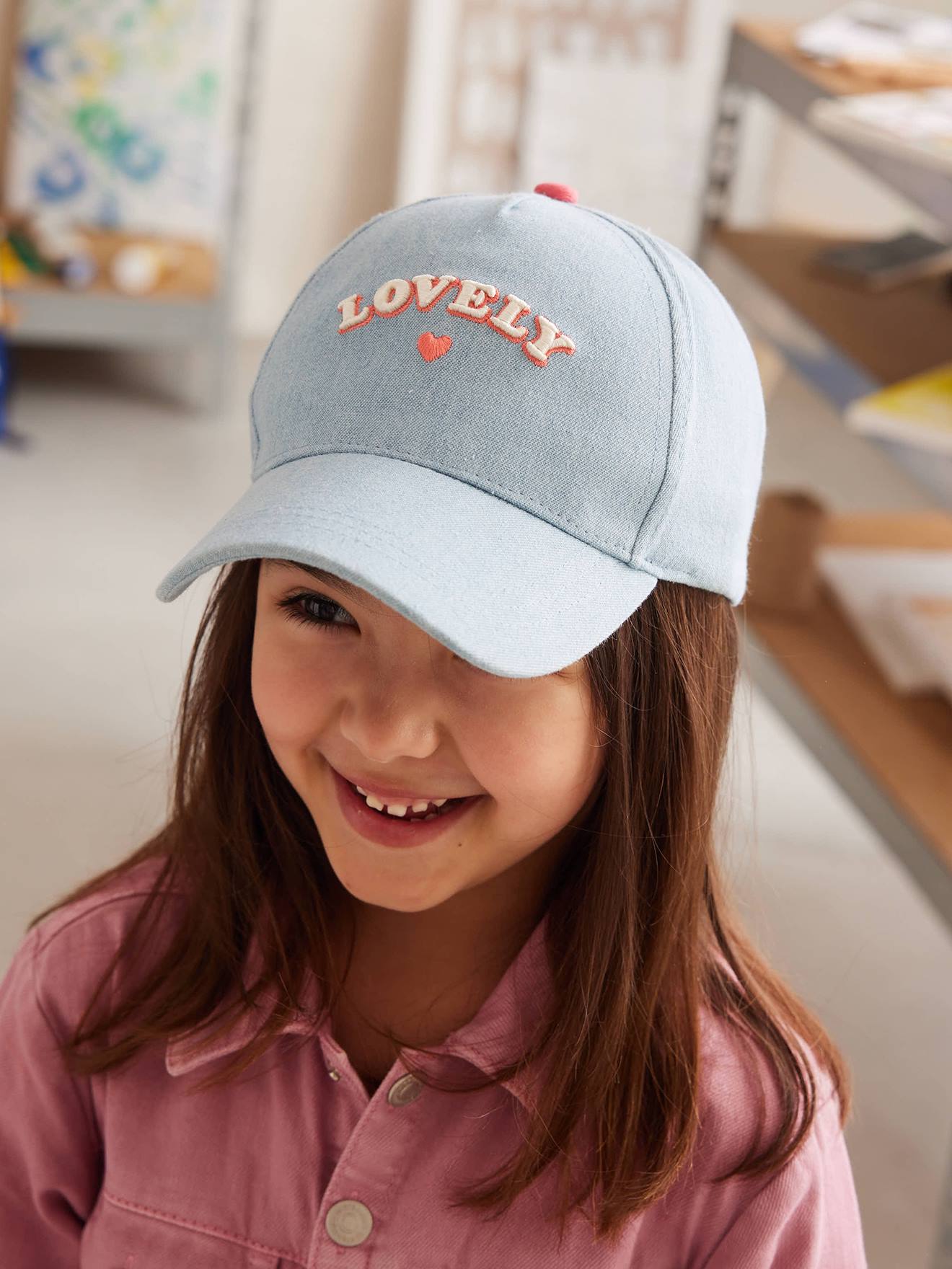 Mädchen Jeans-Cap mit Schriftzug von Vertbaudet