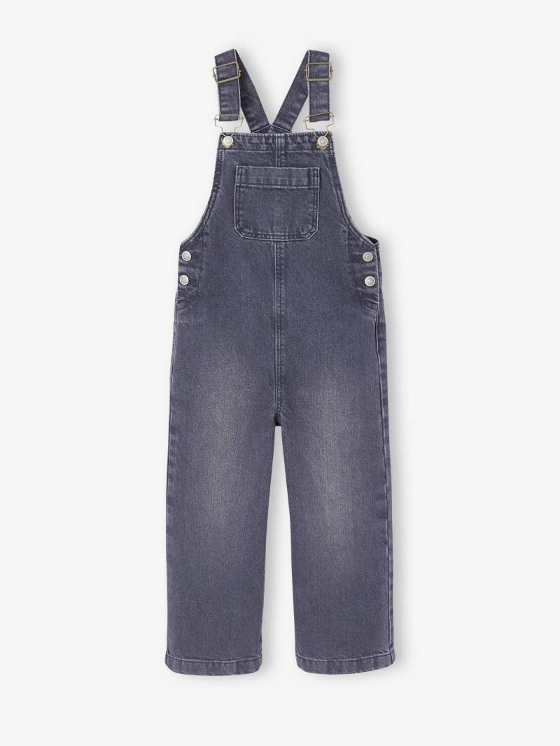 Mädchen Jeans-Latzhose mit weitem Bein  denim von Vertbaudet