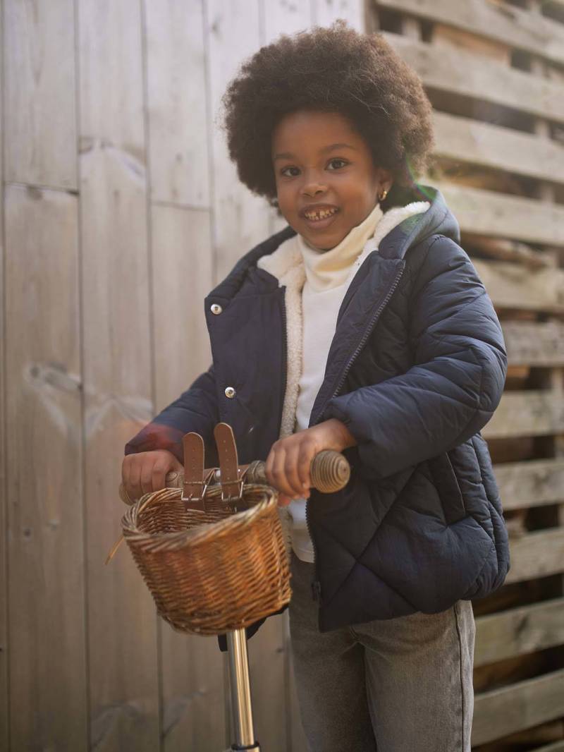 Mädchen Kapuzen-Steppjacke mit Teddyfleece-Futter von Vertbaudet