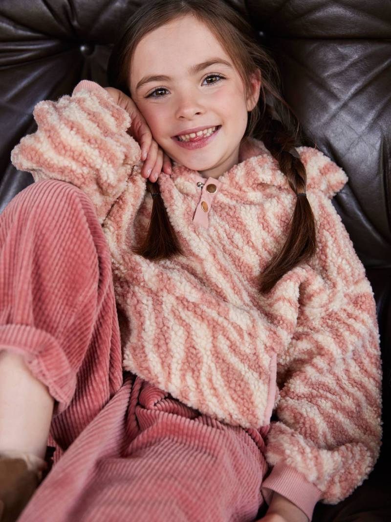 Mädchen Kapuzenpullover aus Teddyfleece pudrig von Vertbaudet