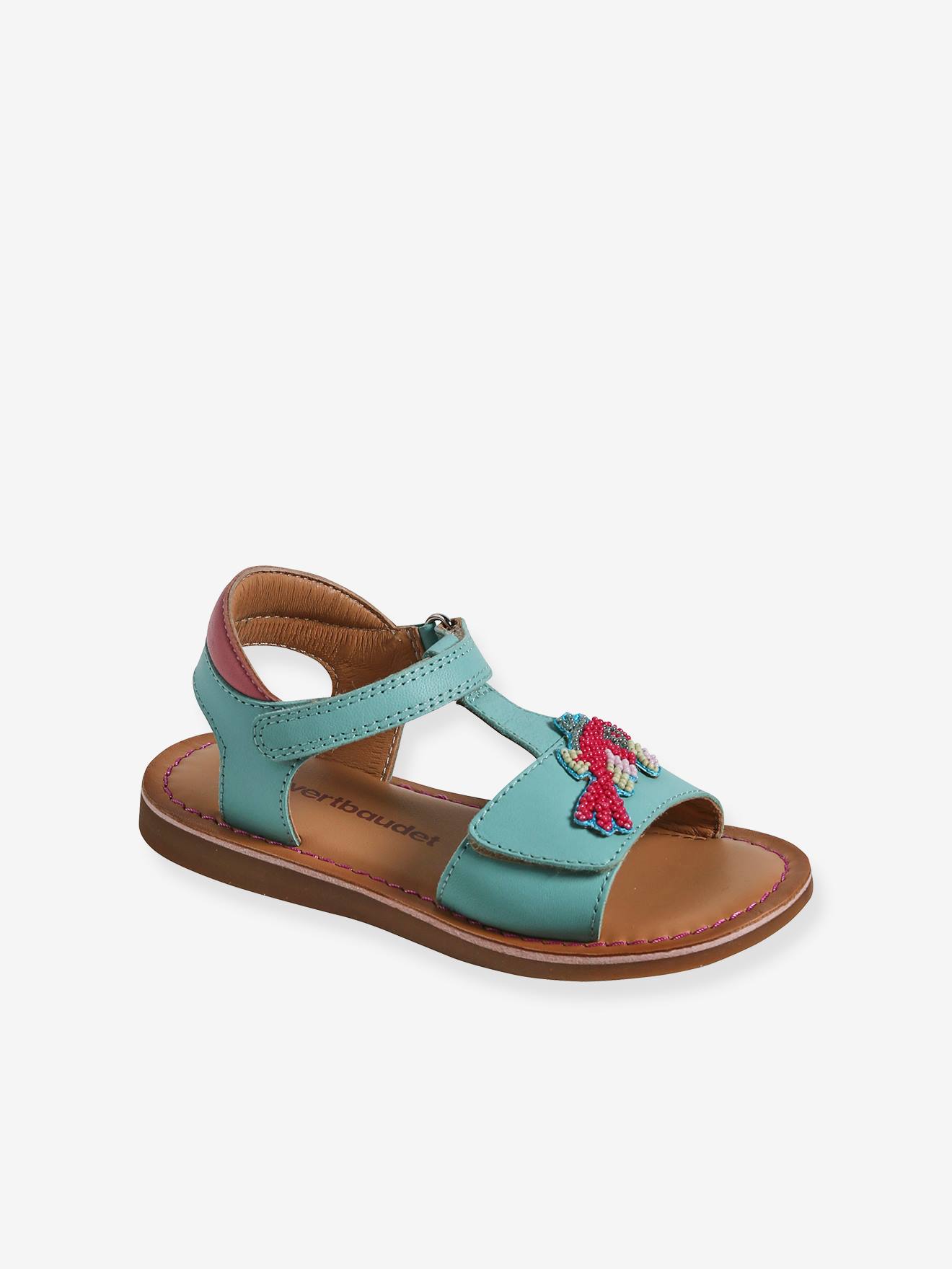 Mädchen Klett-Sandalen mit Perlen von Vertbaudet