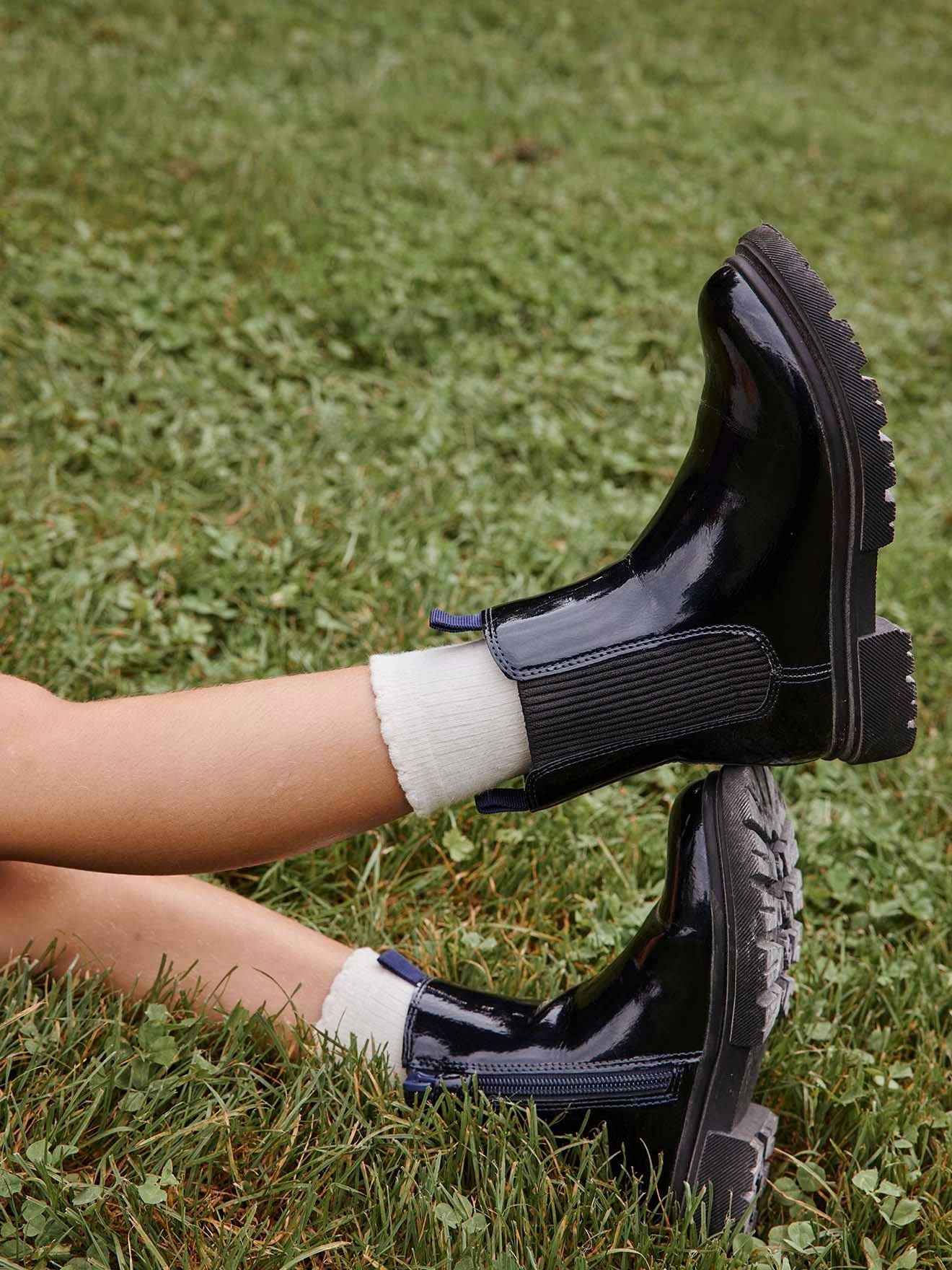 Mädchen Lack-Boots mit Reißverschluss und Gummizug von Vertbaudet