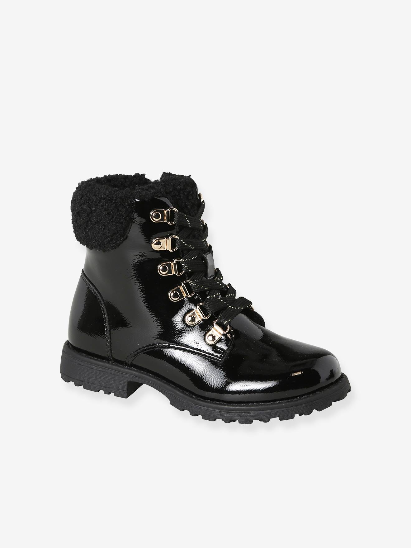 Mädchen Lack-Boots mit Schnürung & Reißverschluss von Vertbaudet