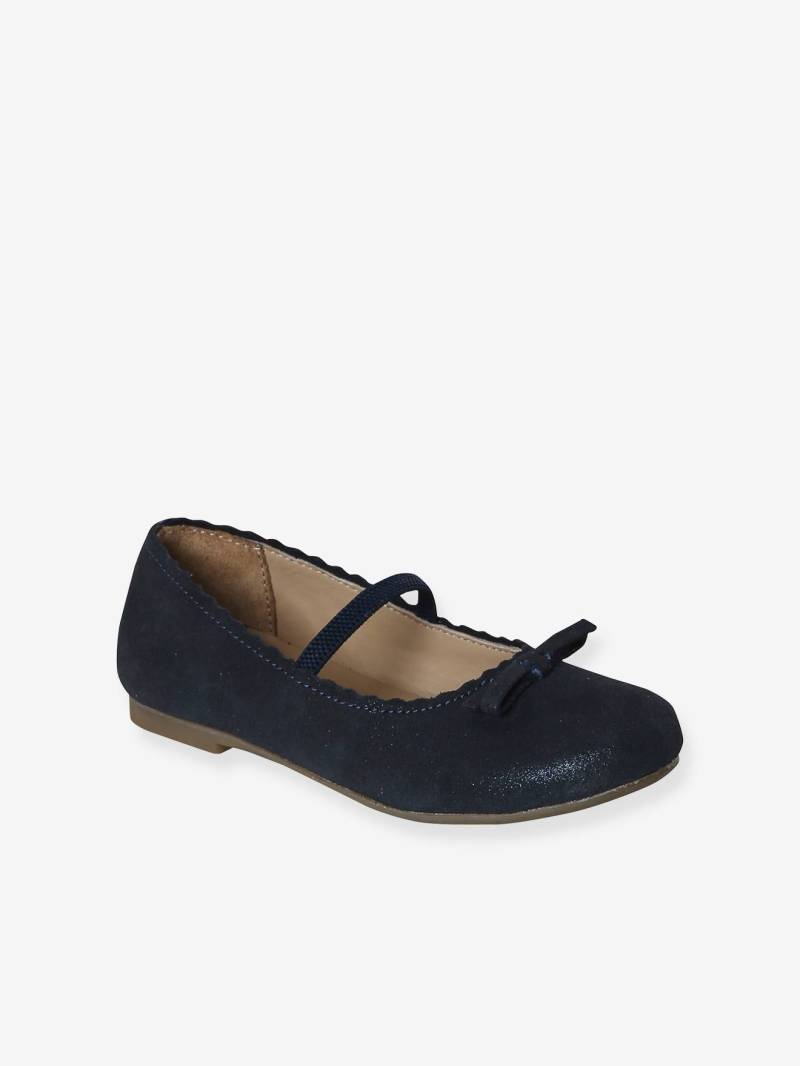 Mädchen Leder-Ballerinas in Glitzeroptik  metallisch von Vertbaudet